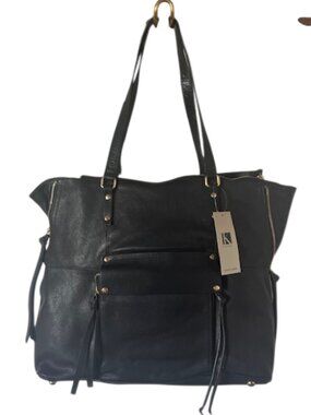 KOOBA Purse Black Pebbled Leather Large Shoulder Handbag Tote NWT
